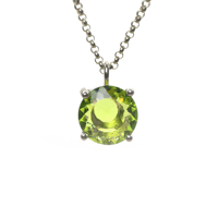Collier avec pendentif en pierre précieuse péridot vert taillée en facettes, sertie en argent sterling 925, bijoux fins pour mariage, fête, cadeaux d'anniversaire