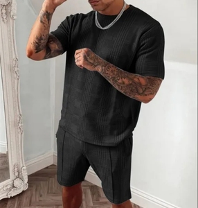 <b>Men</b>’s Breathable Summer Tracksuit Custom Loose Fit T Shirt and Shorts Two Piece Streetwear <b>Set</b> OEM ODM Wholesale Clothing - Product Image 1