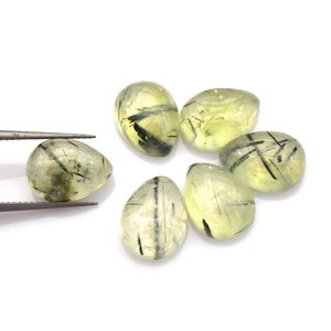 Lote al por mayor de gemas sueltas calibradas de prehnita natural en forma de pera de 5x7mm con parte trasera plana para fabricación de joyas - Product Image 3