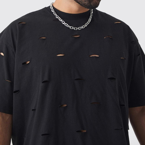 New Streetwear Dropped Shoulder Oversize <b>Tshirt</b> Men Acid Wash Vintage Distressed Boxy Short Sleeve Mock Neck T Shirts OEM - Product Image 4