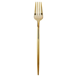 Hot selling Long gold glossy fork luxury <b>table</b> cutlery fine dining flatware golden utensil mirror polished eating fork - Product Image 1