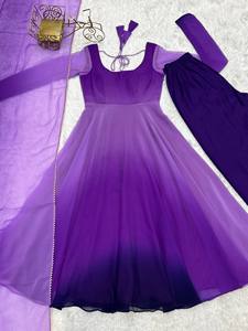 Pure Soft Heavy Fox Faux Georgette Fabric Inner Micro Cotton Reversible Quick Dry Wrinkle Free Anarkali Gown Party <b>Ankle</b>-Length - Product Image 6