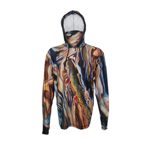 Wholesale Mens Fishing <b>Hoodie</b> UPF 50+ Sun <b>Protection</b> Breathable 100% Polyester Quick Dry Lightweight Hooded Shirt - Product Image 5