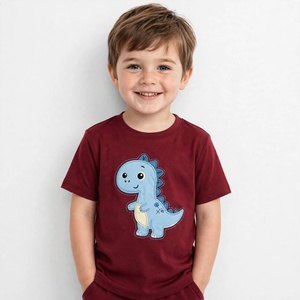 100% Cotton Jersey Fabric Boys Blue Short Sleeve T-<b>Shirt</b> With Cartoon <b>Dinosaur</b> Print O-Neck Casual Style Applique Kids T <b>Shirts</b> - Product Image 4