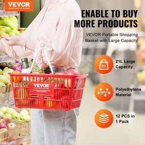 Set 12 21L Durable <b>Plastic</b> Shopping <b>Basket</b> 16.5 X 11.8 X 8.27 Inch Portable Shop <b>Basket</b> Handle Stand Great for Grocery Shopping - Product Image 2