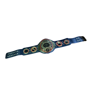 Ceinture de championnat de lutte mondiale plaquée argent avec design rouge et noir, sangle bleue, ceintures de titre de collection haut de gamme - Product Image 6