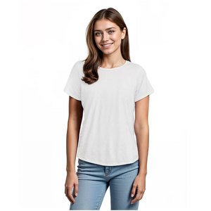 Camiseta de Manga Corta para Mujer, Tejido Sólido, de Alta Calidad, Secado Rápido, Ecológica, Transpirable, Tallas Grandes - Product Image 1