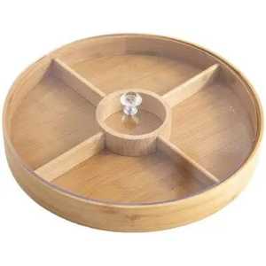 Modern <b>Square</b> Wooden Dry Fruit Box with Clear Glass Lid 4 Grid <b>Nut</b> Serving Tray Solid Wood Snack Storage Organizer Case Gift - Product Image 5