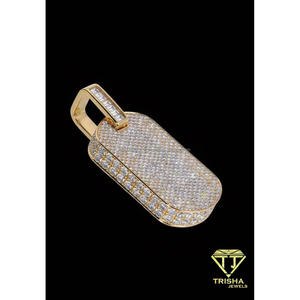 Colgante Rectangular con Diamantes Cultivados en Laboratorio, Plata de Ley 925, Tono Oro Amarillo, Joyería Hip Hop de Lujo - Product Image 3