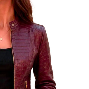 Chaqueta de Cuero con Grabado Croco para Mujer, Calidad Premium, Estilo Contemporáneo, Versátil, Duradera, Cómoda, Producción de Marca - Product Image 4
