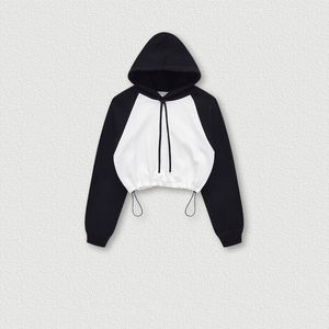 Women's Stand Collar Woven Printed Front Logo Hoodie Popular <b>Cropped</b> <b>Tops</b> Custom Design Casual Young Girls Hoodies - Product Image 2