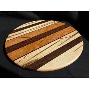 Round Wooden Lazy Susan Handmade Classic Solid Pattern Crackle Glaze Durable Business Gifts Party Dishes & Serving <b>Plates</b> - Product Image 1