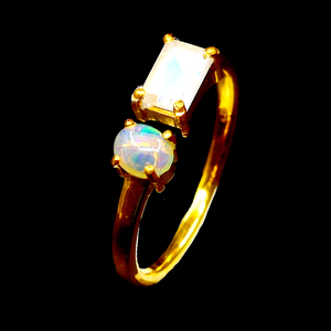 Party Wear 925 Sterling Silver Gold Plated Jewelry Moonstone <b>Opal</b> Gemstone <b>Women</b> Wear Classic <b>Ring</b> - Product Image 4