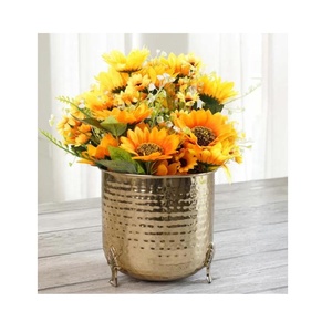 Trépied métal rond Pot multifonctionnel pièce maîtresse décor aluminium deux couleurs or et argent métal Pot de plante intérieur extérieur - Product Image 2