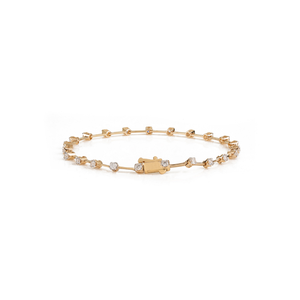 Bracelet tennis classique fait main en or jaune massif 14 carats avec diamants naturels espacés et fermoir boîte – Cadeau d'anniversaire pour elle - Product Image 5