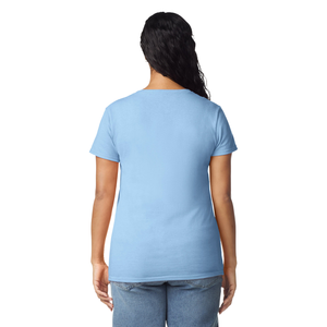 Camiseta de Mujer, Azul Claro, Algodón Suave, Informal, Manga Corta, Cómoda, Básica, Ropa de Moda, Venta al Por Mayor Personalizada - Product Image 3