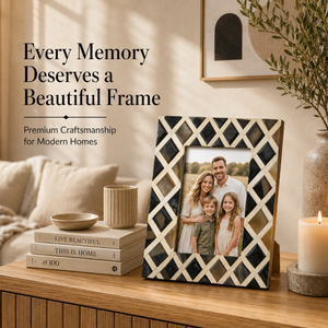 <b>Black</b> & White Geometric Wooden <b>Photo</b> <b>Frame</b> Handmade Mosaic Tabletop Picture <b>Frame</b> | Modern Decorative <b>Photo</b> <b>Frame</b> for Home room - Product Image 3