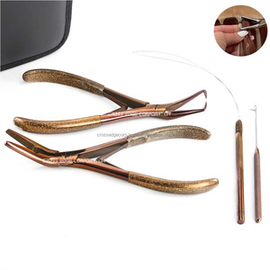 Rose Gold <b>Micro</b> Bead Hair <b>Extension</b> Pliers - Applicator & Remover Tool Kit with Stainless Steel for Salon Use - Product Image 1