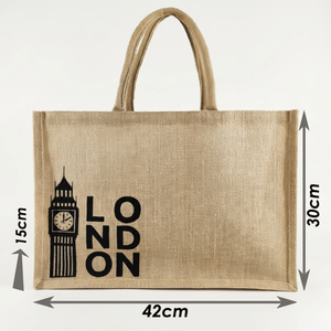Bolsa de Mano Tejida de Yute Natural Premium con Asas de Cuero para Compras, Regalos Personalizados y Uso Promocional, Mejor Precio - Product Image 4