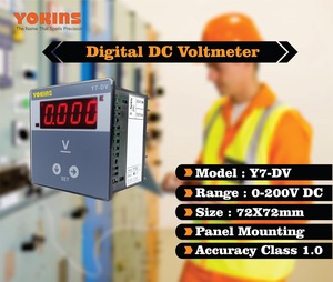 โวลต์มิเตอร์ Yokins DC 0-200V DC, รุ่น Y7-DV-200V, ขนาด 72x72 มม., รับประกันหนึ่งปี - Product Image 1
