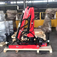 Hydraulischer Mini-LKW-Hebekran 0,8/1 Tonne, Tragbarster Kran mit Elektrischer Winde, Stahlmontierter Hebekran für Bauarbeiten