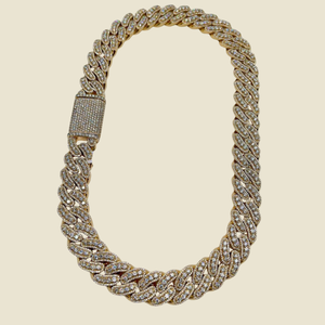 VVS Clarity 20mm Gold Plated 925 Silver Moissanite Cuban Link <b>Chain</b> with Diamond-Like Glow and <b>Iced</b> <b>Out</b> Design - Product Image 1