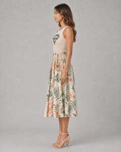 Women Hawaiian Beach Floral Maxi <b>Skirt</b> Tropical Island Autumn Vacation Casual Lightweight Breathable Flowy Natural Wholesale - Product Image 3