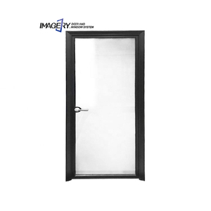 Puerta de vidrio de aluminio serie 70, aislante acústico, rotura de puente térmico, puerta abatible negro de aluminio anodizado con vidrio templado - Product Image 6
