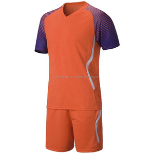 Maillot de football classique survêtement bleu rouge rayure manches longues séchage rapide 100% polyester entièrement sublimation impression hommes adultes - Product Image 1