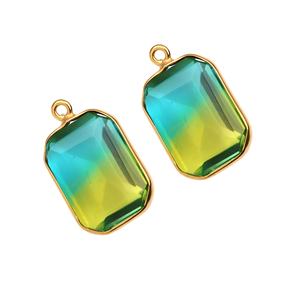 Hermoso Colgante Rectangular de Plata de Ley Chapada en Oro con Gema de Cuarzo Doble de Bio-Turmalina Altamente Pulida, de Moda, Ideal para Regalo - Product Image 1