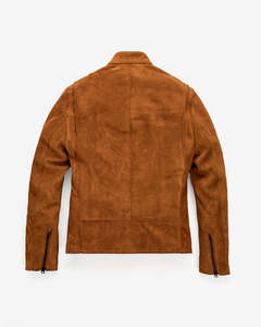Brown <b>Suede</b> Leather <b>Jacket</b> <b>Men</b> Regular Fit Zip Biker <b>Jacket</b> Patchwork Windproof Breathable Winter Outerwear with Chest Pockets - Product Image 2