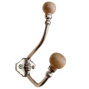 Antique Nickel Hand-Cast Iron Coat and Hat <b>Hooks</b> with Wood Knob Elegant & Durable Coat & <b>Rail</b> <b>Hooks</b> - Product Image 2