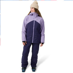 Ensemble de Combinaison de Ski pour Femme Personnalisé, Veste et Pantalon Imperméables et Coupe-Vent, Combinaison de Snowboard 2 Pièces, Couleur Violet avec Capuche - Product Image 1