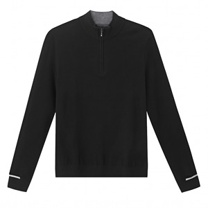 Winter New <b>Men's</b> European-size Sweater <b>Long</b>-sleeved Half-zipper Collar Solid Color High Elasticity Casual Winter Wear - Product Image 3