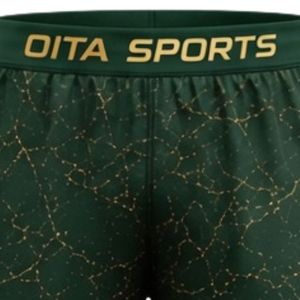 Dark <b>Green</b> Gold Speckled Print Sports <b>Shorts</b> with Elastic Waistband Lightweight Breathable Athletic Gym Workout Performance Wear - Product Image 3