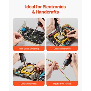 Stazione di Rilavorazione Digitale LED 2-in-1 820W con Saldatore ad Aria Calda 60W e Punta a Pinzetta, Porta di Ricarica USB 5V - Product Image 6
