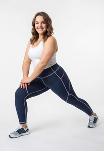 Women Plus Size High Waist Stretch Running <b>Tights</b> Breathable Yoga Leggings Contrast Seams Gym Workout Quick Dry Fitness Legging - Product Image 4