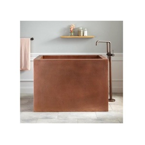 Compact Double <b>Wall</b> Hammered Copper Freestanding Oval Soaking Tub Rustic Luxury Bathroom Fixture Handcrafted Design Portable. - Product Image 5
