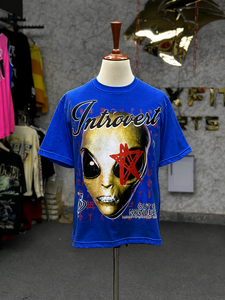 Camiseta Personalizada con Estampado Gráfico Extra Grande para Hombre, Algodón, Estilo Urbano, Estampado Alien Vintage, Cuello Redondo, Fabricante OEM - Product Image 5