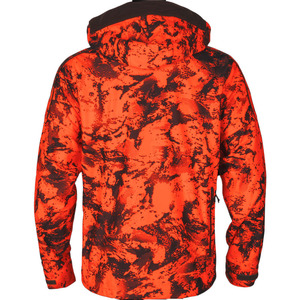 Veste softshell de chasse à capuche camouflage orange vif unisexe personnalisée, 100% polyester, coupe-vent, résistante à l'eau, automne, extérieur - Product Image 2