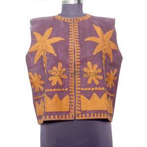 Chaleco Suzani de Manga Corta para Mujer, Hecho a Mano, con Bordado Floral, 100% Algodón, para Otoño e Invierno - Product Image 5