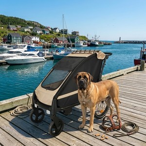 Remorque de vélo pour chien KS-6200 à cadre en aluminium pliable, poussette pour grand animal de compagnie avec suspension indépendante et pneus gonflables de 20 pouces - Product Image 1