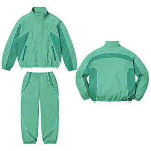 Conjunto Deportivo de Dos Piezas para Hombre, Chaqueta Cortavientos Impermeable y Pantalones con Estampado Verde, Ropa Deportiva Informal, Corte Holgado, Traje para Correr, 100% - Product Image 6