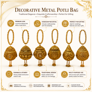 Sac Potli de Luxe Classique en Fer Forgé avec Perles, Idéal pour Cadeaux de Mariage, Décoration Festive, Emballage de Bijoux et Décoration Intérieure - Product Image 6