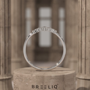 Marquise Diamond Tiara Ring 14K Solid Gold Lab Grown Diamond Curved Crown Band Stackable <b>Bridal</b> Fine Jewelry - Product Image 6