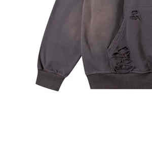 Sudadera con Capucha de Invierno para Hombre, Estilo Urbano, Personalizada, de Fieltro Grueso, con Estampado Desgastado, Servicio OEM, Diseño de Moda - Product Image 4