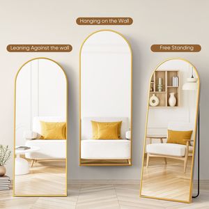 Specchio ad Arco a Figura Intera 71"x26" Infrangibile Dorato da Terra per Camera da Letto - Product Image 3