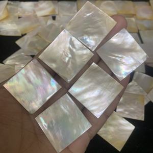 Wholesale Natural Heat Treated 6-40mm Double <b>Flat</b> Shell Sheet Square Mother of Pearl White for Jewelry Making - Product Image 4