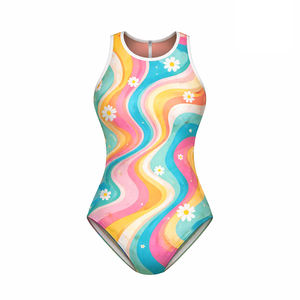 Traje de Baño de Una Pieza, 100% Poliéster, Corte Alto, con Estampado Frontal, Secado Rápido e Impermeable, Unisex - Product Image 1