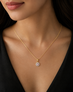9K Yellow Gold Lab Grown Diamond Filled Pendant Necklace Brilliant Cut Snake <b>Chain</b> Classic Women's Everyday & Party Wear Jewelry - Product Image 1